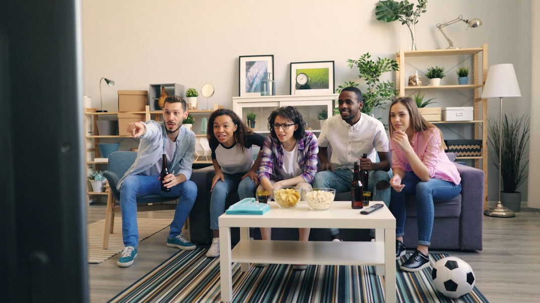 group of friends watching tv